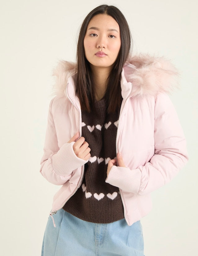 Pufferjacke mit Steppmuster und Kapuze für Damen