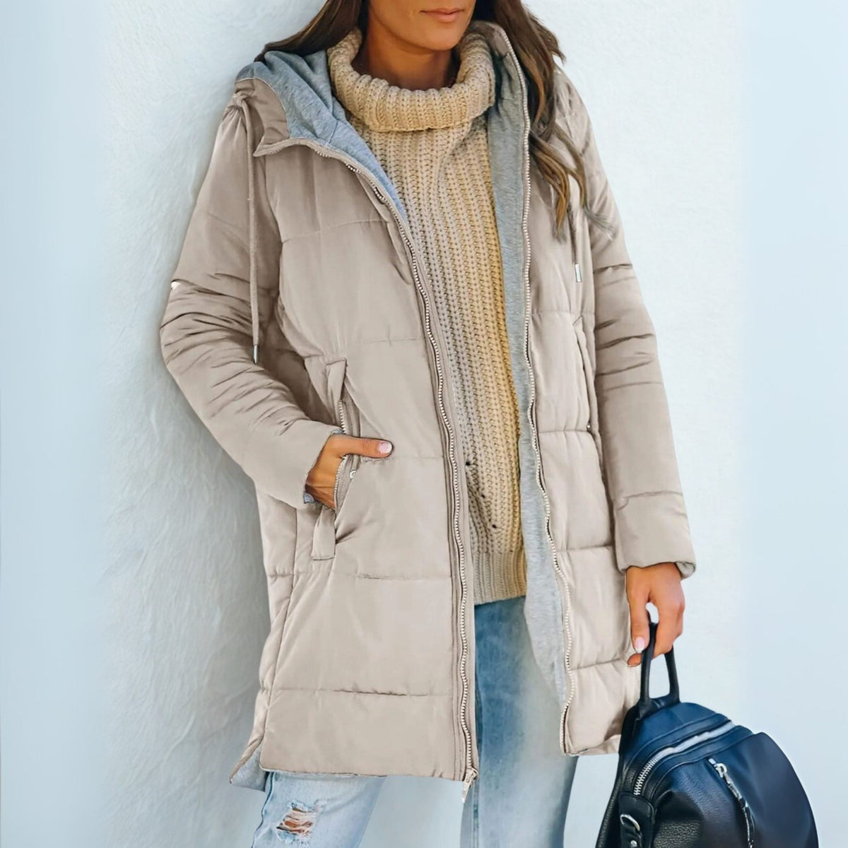 Pufferjacke mit Steppung und Kapuze für Damen