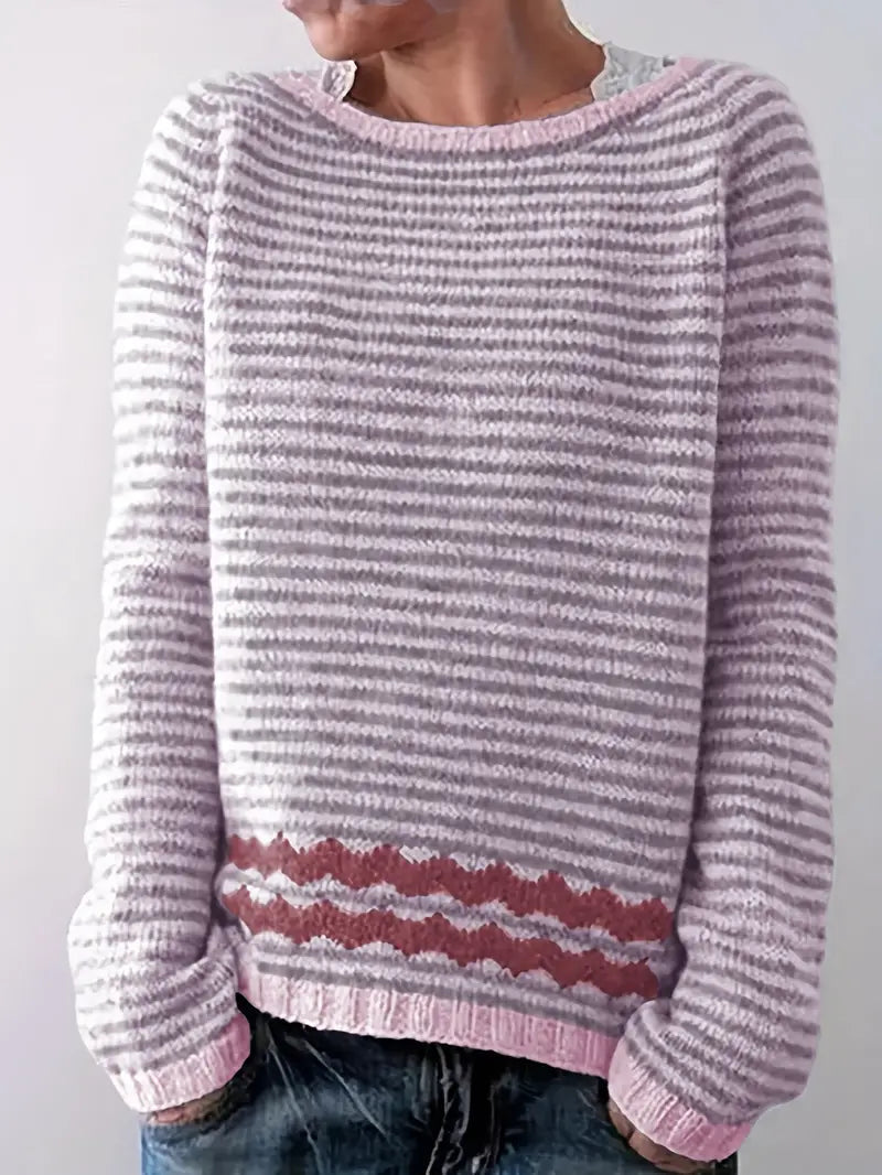 Pullover mit Streifen und U-Boot-Ausschnitt für Damen