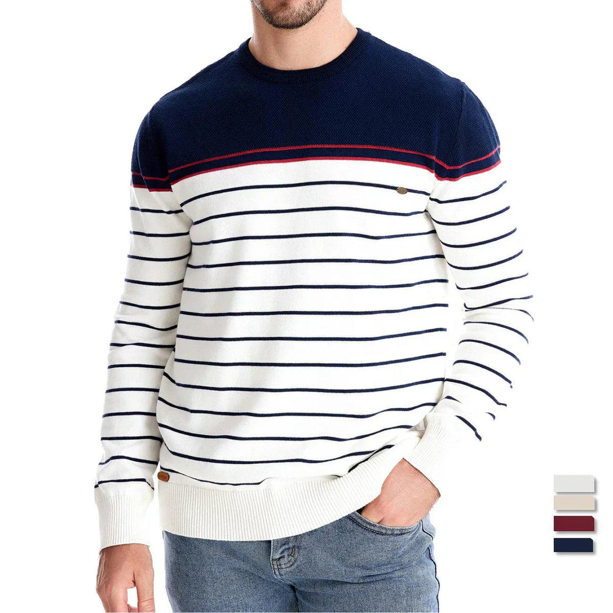 Pullover mit Feinstrick und Rippbündchen für Herren