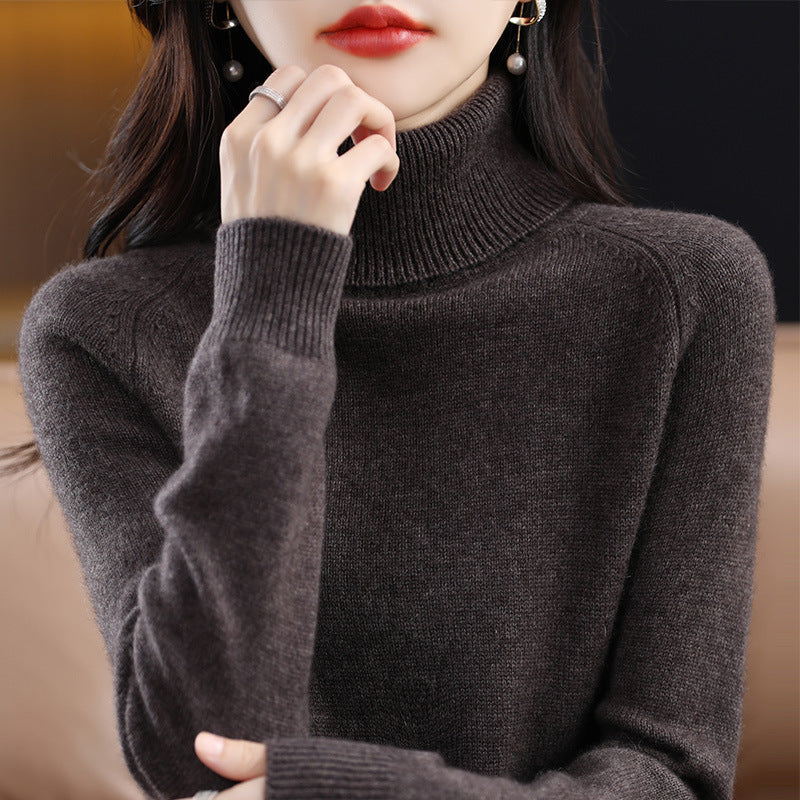Pullover mit Hochkragen und Raglanärmeln für Damen - Dunkelbraun