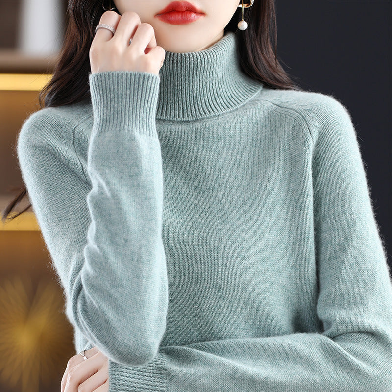 Pullover mit Hochkragen und Raglanärmeln für Damen - Minzgrün