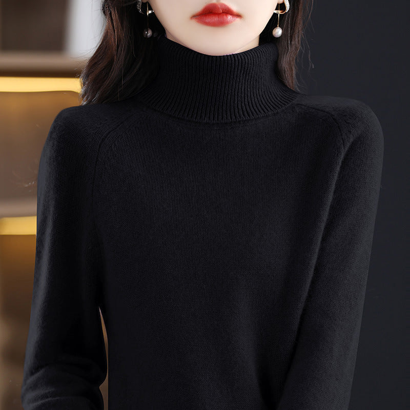 Pullover mit Hochkragen und Raglanärmeln für Damen - Schwarz