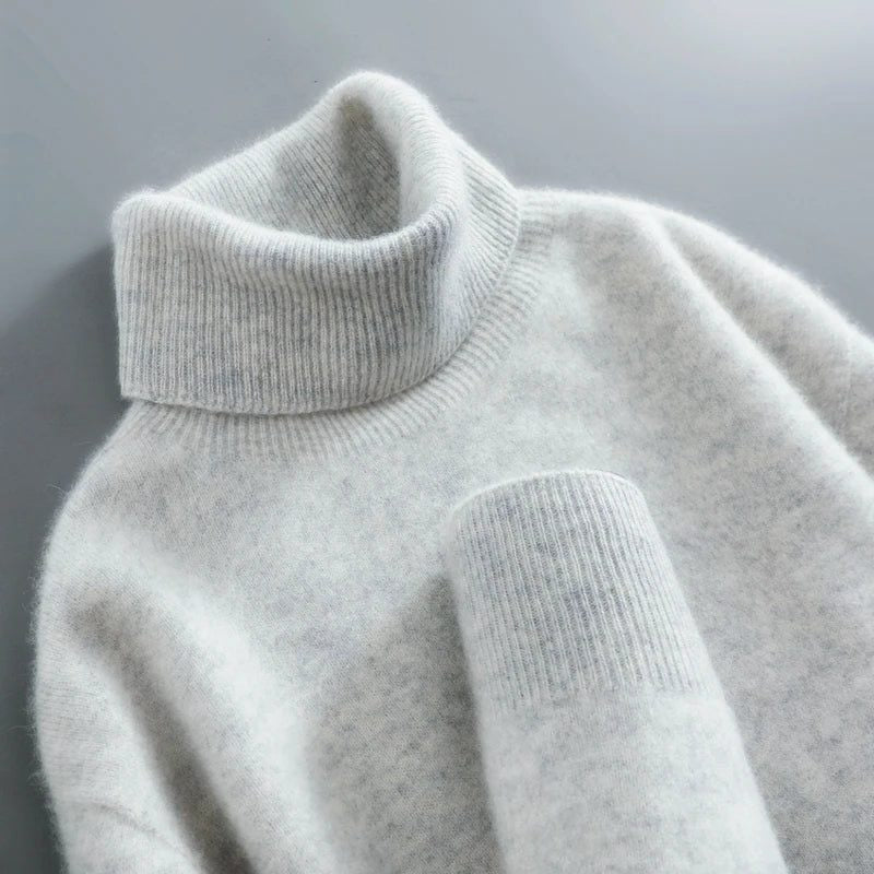 Wollpullover mit Rollkragen und lockerem Schnitt für Damen - Grau