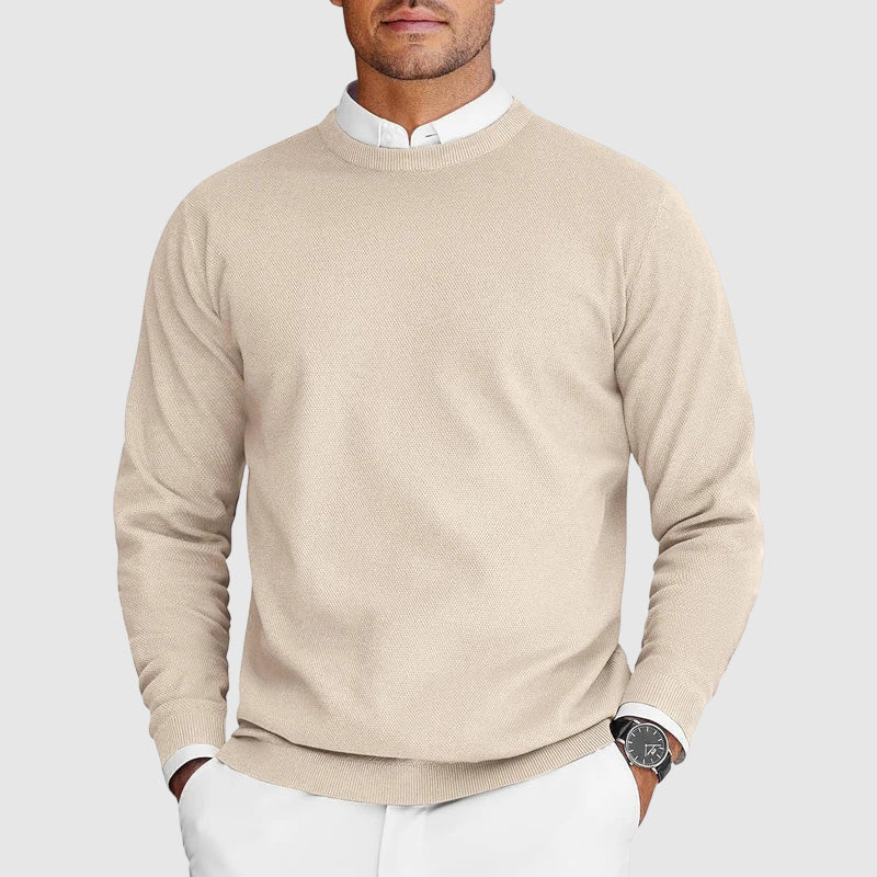 Pullover mit Rundhals und körpernaher Passform für Herren - Beige