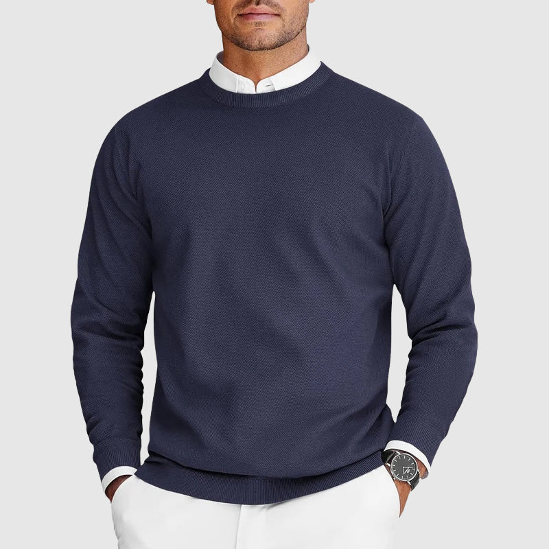Pullover mit Rundhals und körpernaher Passform für Herren - Blau