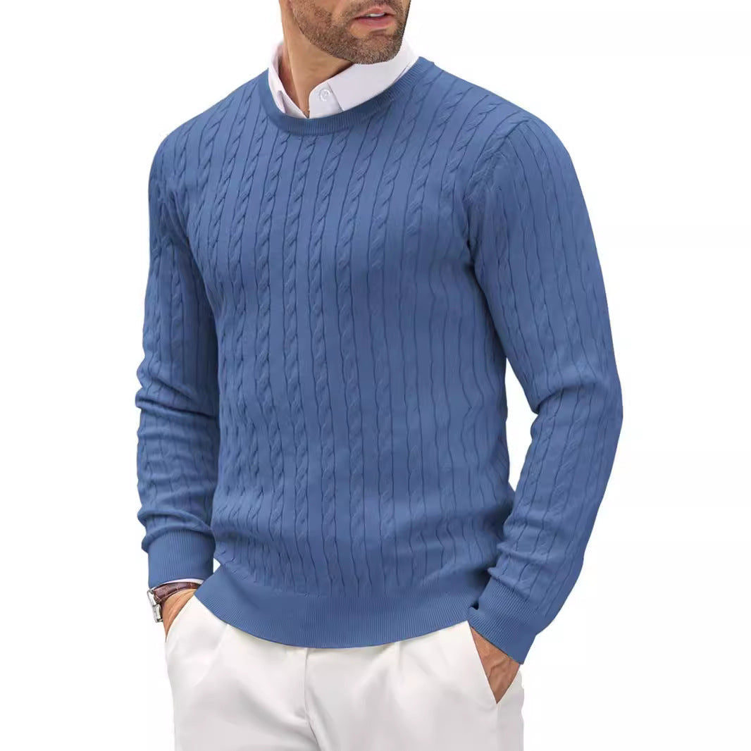 Strickpullover mit Zopfmuster und Rundhalsausschnitt für Herren