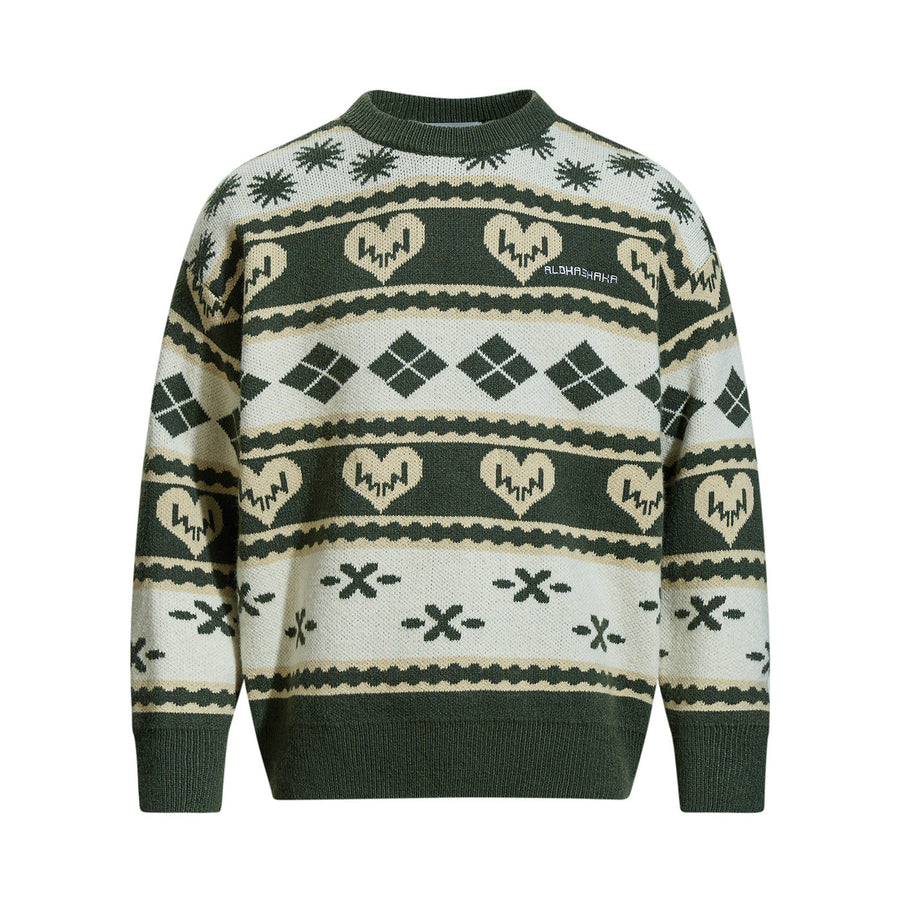 Norweger Pullover mit Grobstrick und Rundhals für Herren