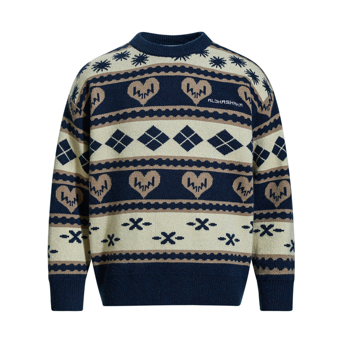 Norweger Pullover mit Grobstrick und Rundhals für Herren