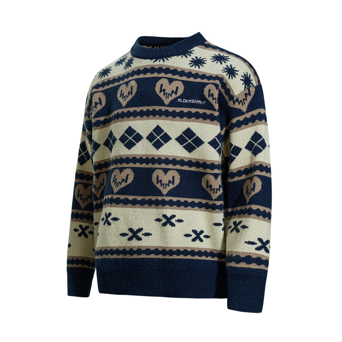 Norweger Pullover mit Grobstrick und Rundhals für Herren