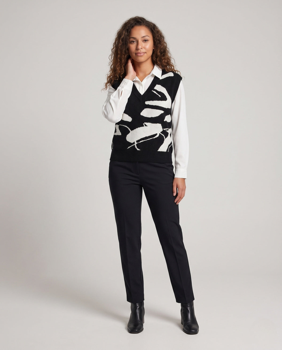 Pullunder mit V-Ausschnitt und Jacquardmuster für Damen