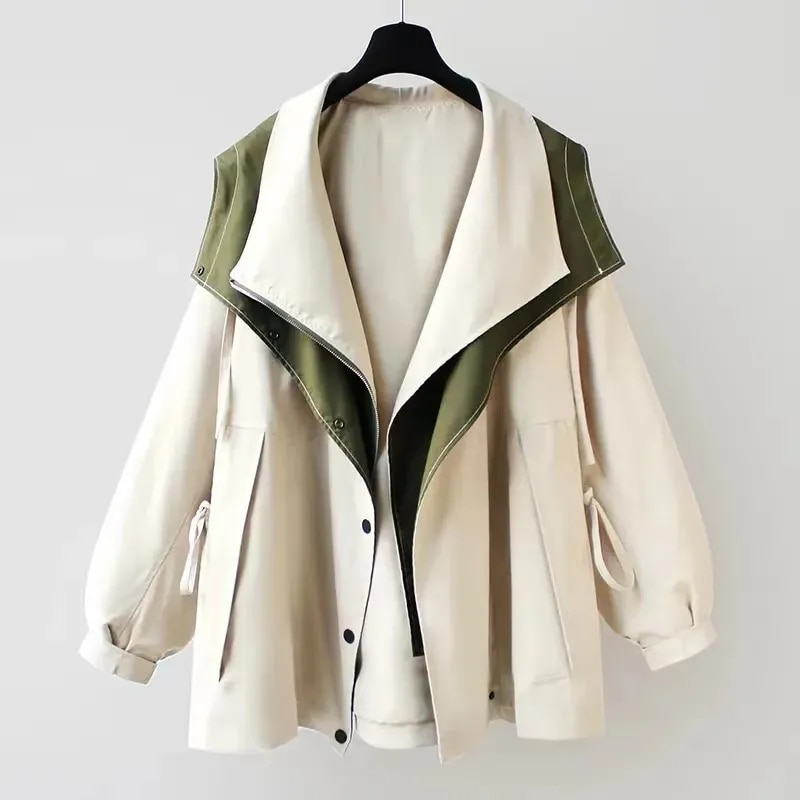 Übergangsjacke mit Kapuze und Taillenkordelzug für Damen