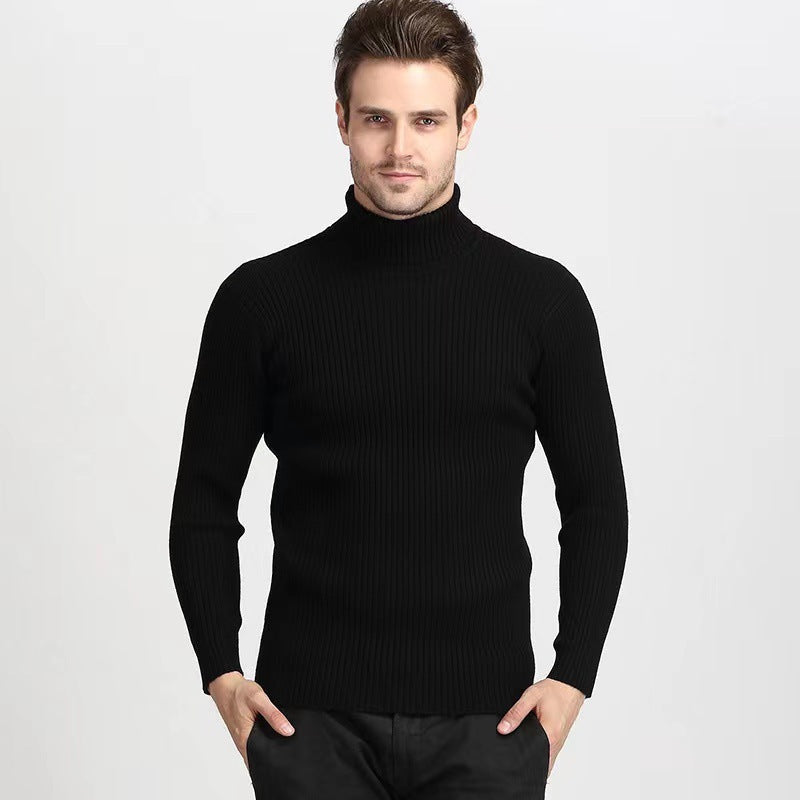 Rollkragenpullover mit Rippen und schmalem Schnitt für Herren - Schwarz