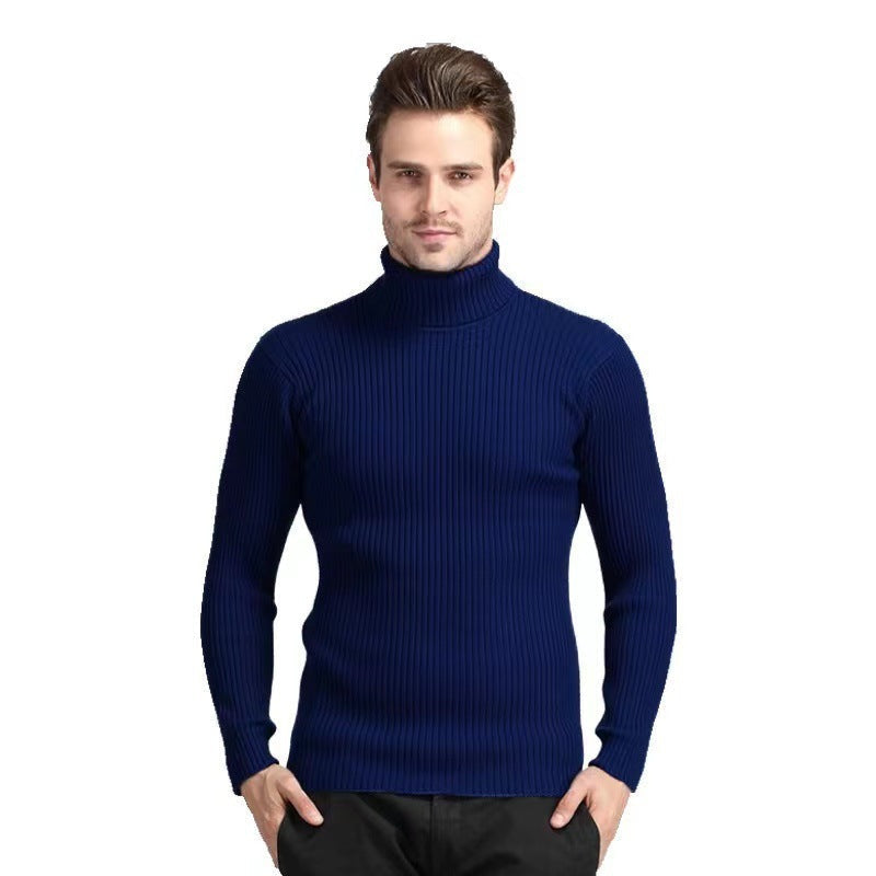 Rollkragenpullover mit Rippen und schmalem Schnitt für Herren - Nachtblau