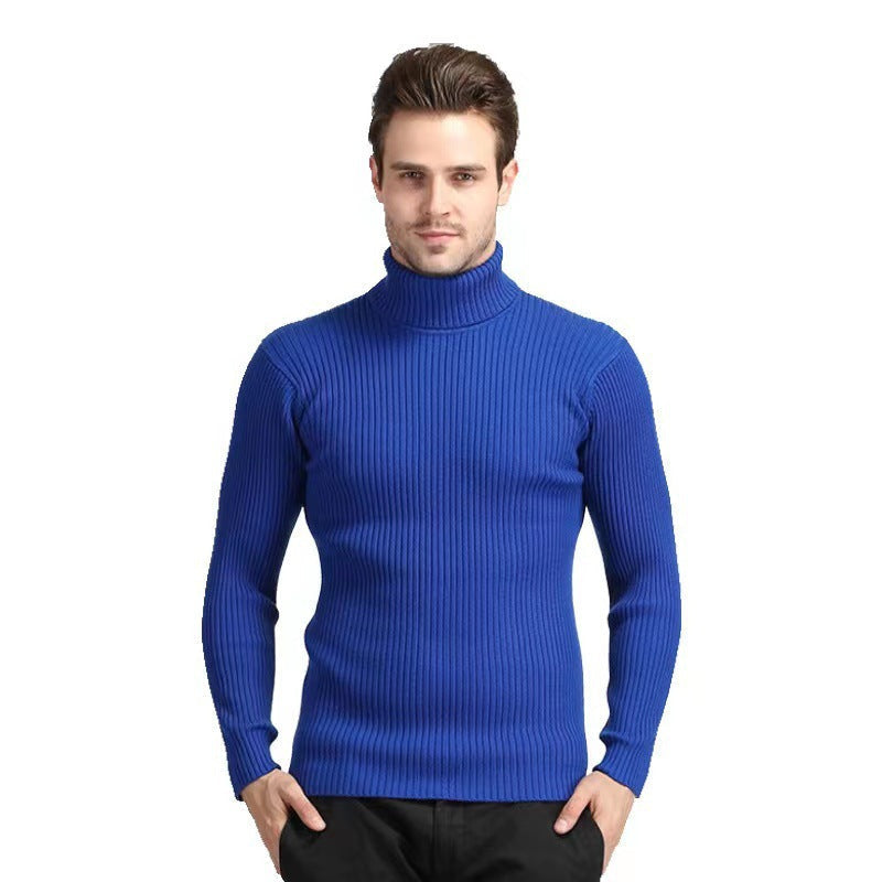 Rollkragenpullover mit Rippen und schmalem Schnitt für Herren - Königsblau