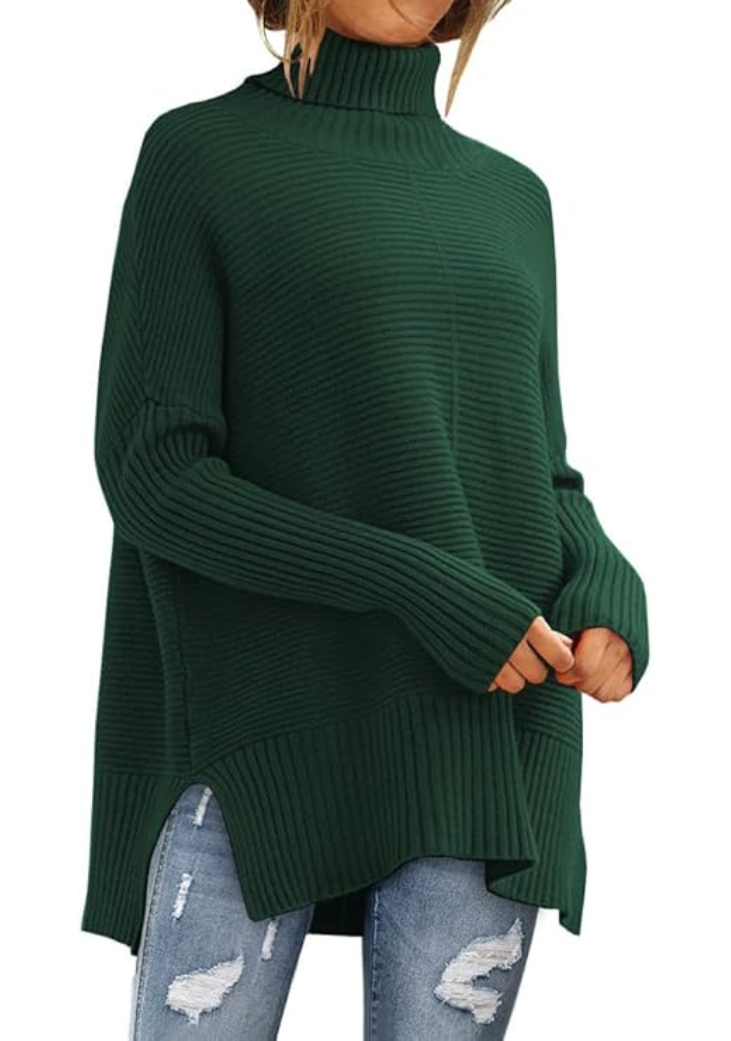 Rollkragenpullover mit Seitenschlitzen und Stufensaum für Damen