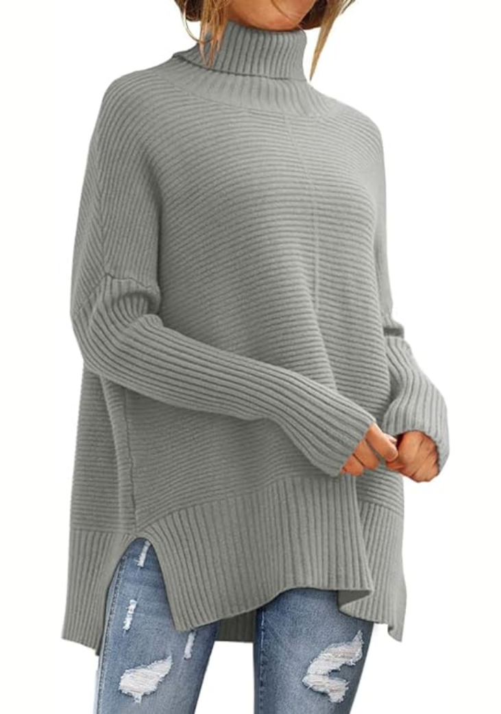 Rollkragenpullover mit Seitenschlitzen und Stufensaum für Damen