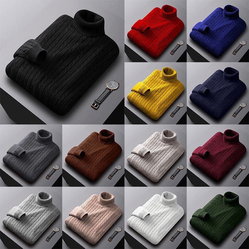 Rollkragenpullover mit Zopfmuster und Bündchen für Herren