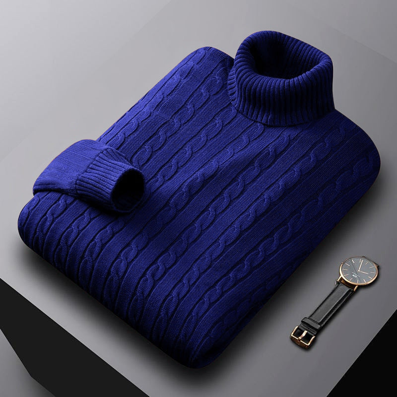 Rollkragenpullover mit Zopfmuster und Bündchen für Herren