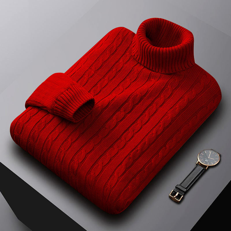 Rollkragenpullover mit Zopfmuster und Bündchen für Herren