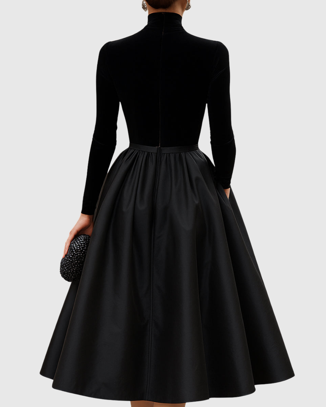 Samtkleid mit Satinrock in Midilänge für Damen