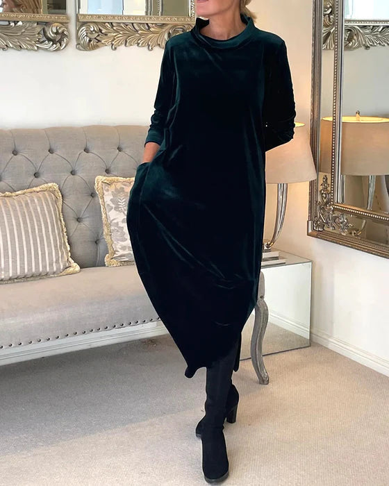 Samtkleid mit Schimmer und Drapierung für Damen