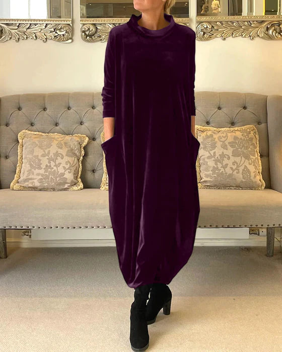 Samtkleid mit Schimmer und Drapierung für Damen
