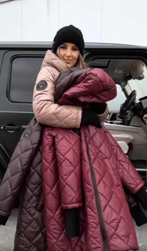 Steppmantel mit Kapuze und hohem Kragen für Damen