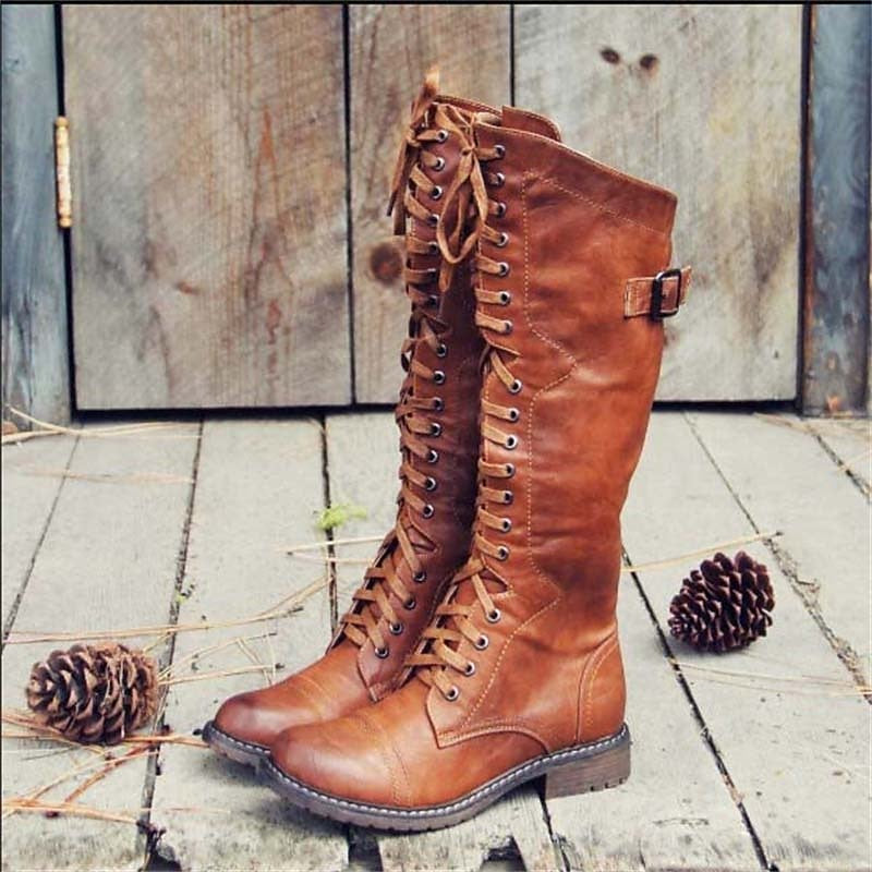 Stiefel im Reitstil mit Schnürung und hohem Schaft für Damen