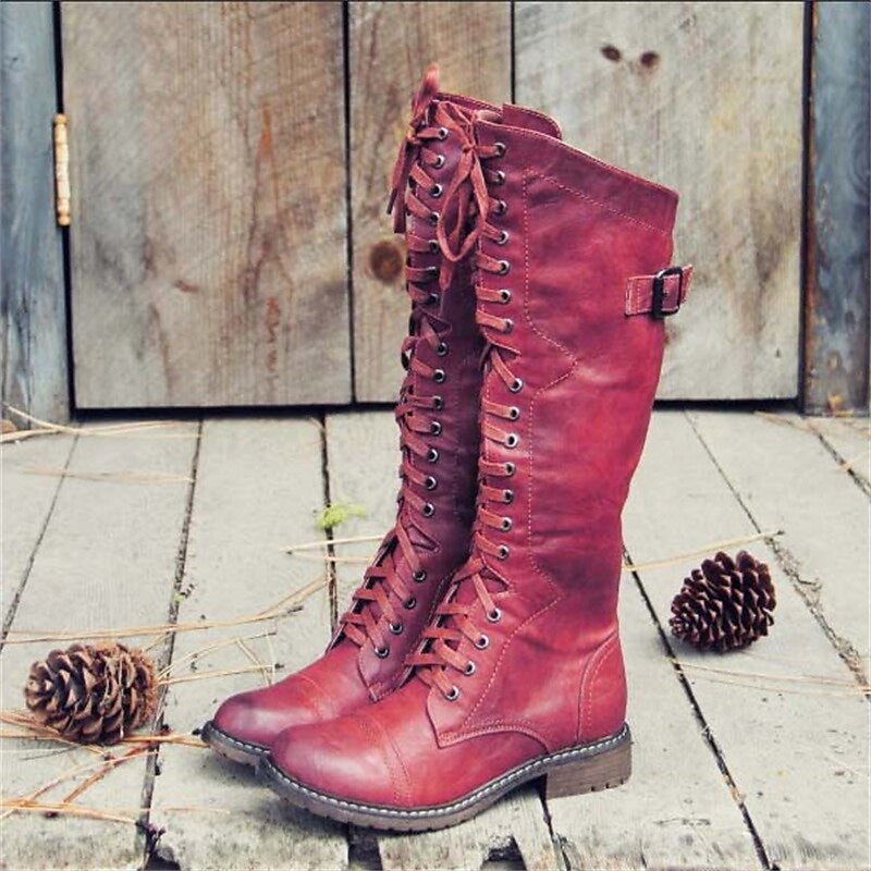 Stiefel im Reitstil mit Schnürung und hohem Schaft für Damen