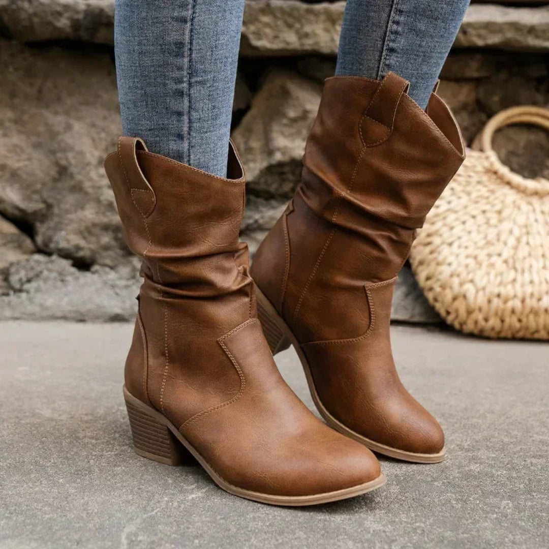 Stiefel mit Raffung im Western-Stil für Damen