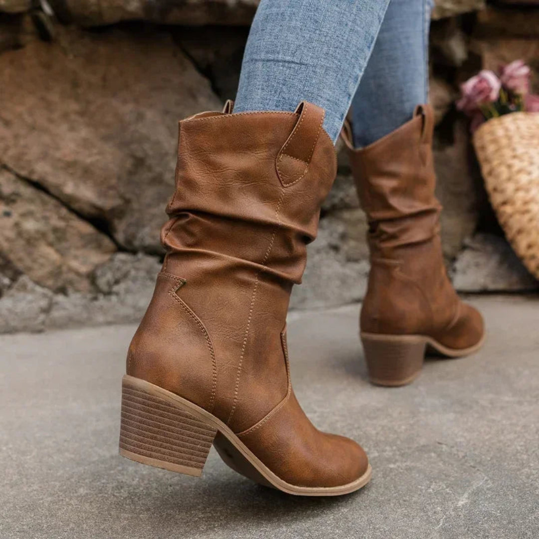 Stiefel mit Raffung im Western-Stil für Damen