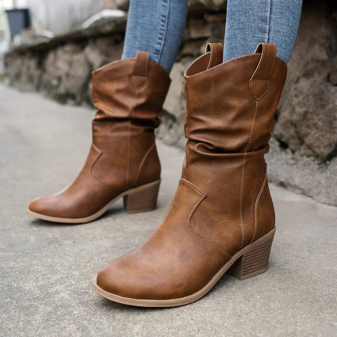 Stiefel mit Raffung im Western-Stil für Damen
