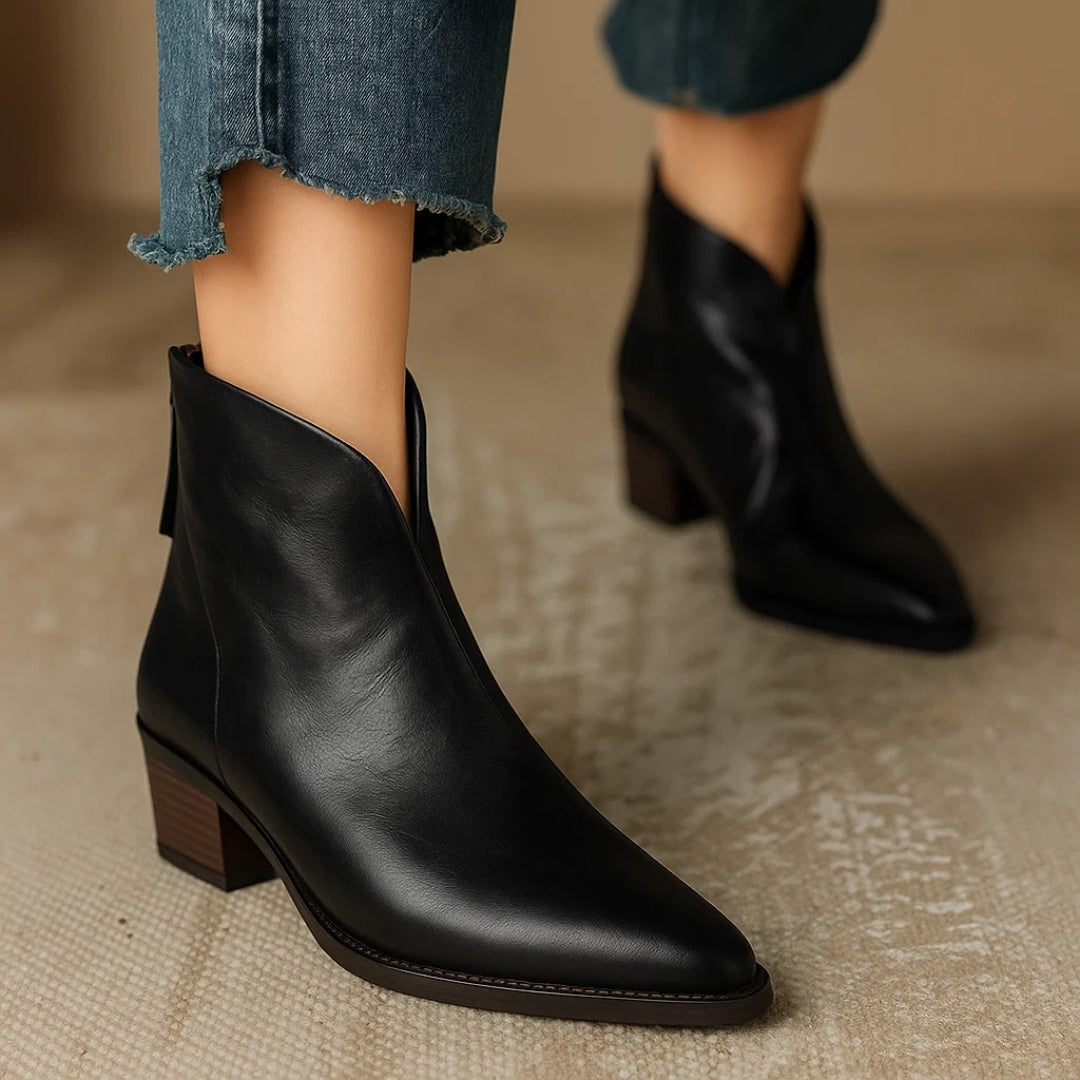 Stiefeletten aus Leder mit niedrigem Absatz für Damen