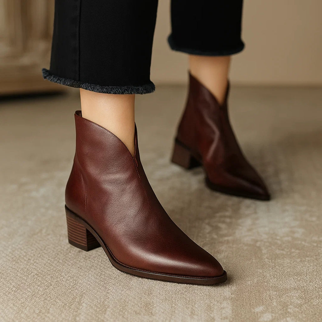 Stiefeletten aus Leder mit niedrigem Absatz für Damen