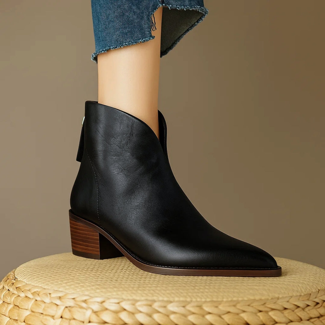 Stiefeletten aus Leder mit niedrigem Absatz für Damen