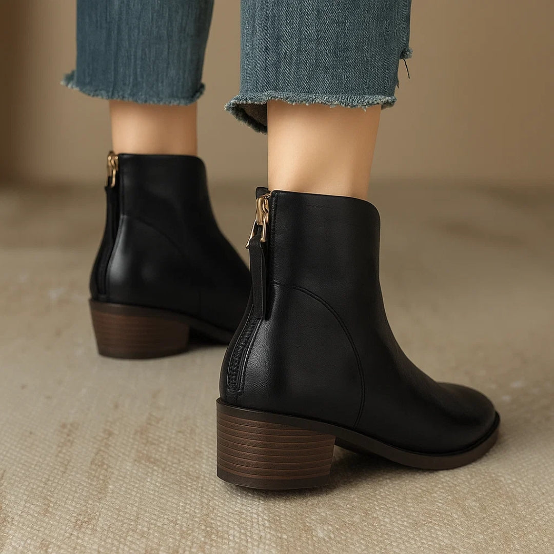 Stiefeletten aus Leder mit niedrigem Absatz für Damen