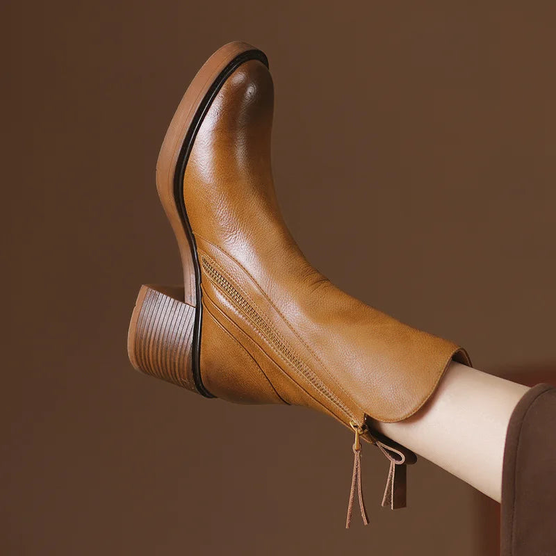 Stiefeletten mit Blockabsatz und Reißverschluss für Damen