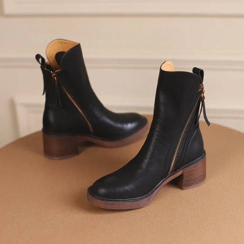 Stiefeletten mit Blockabsatz und Reißverschluss für Damen