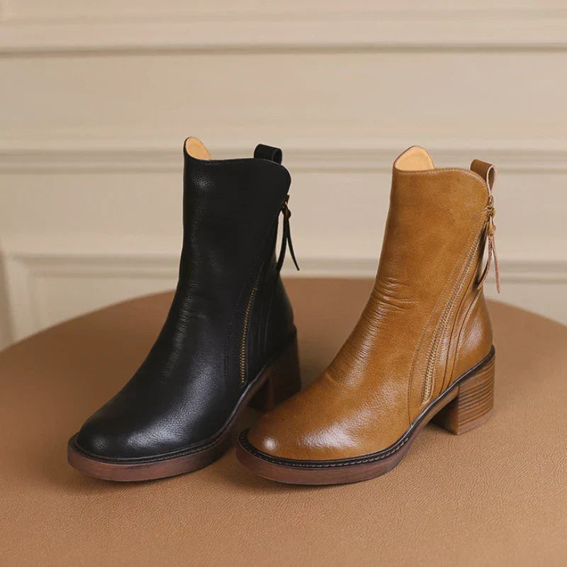 Stiefeletten mit Blockabsatz und Reißverschluss für Damen