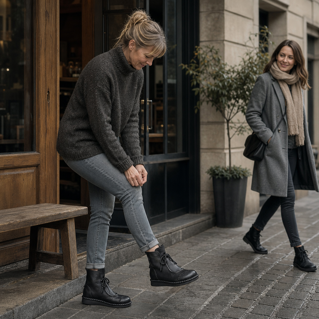 Schnürboots im Retro-Stil mit Gummisohle für Damen