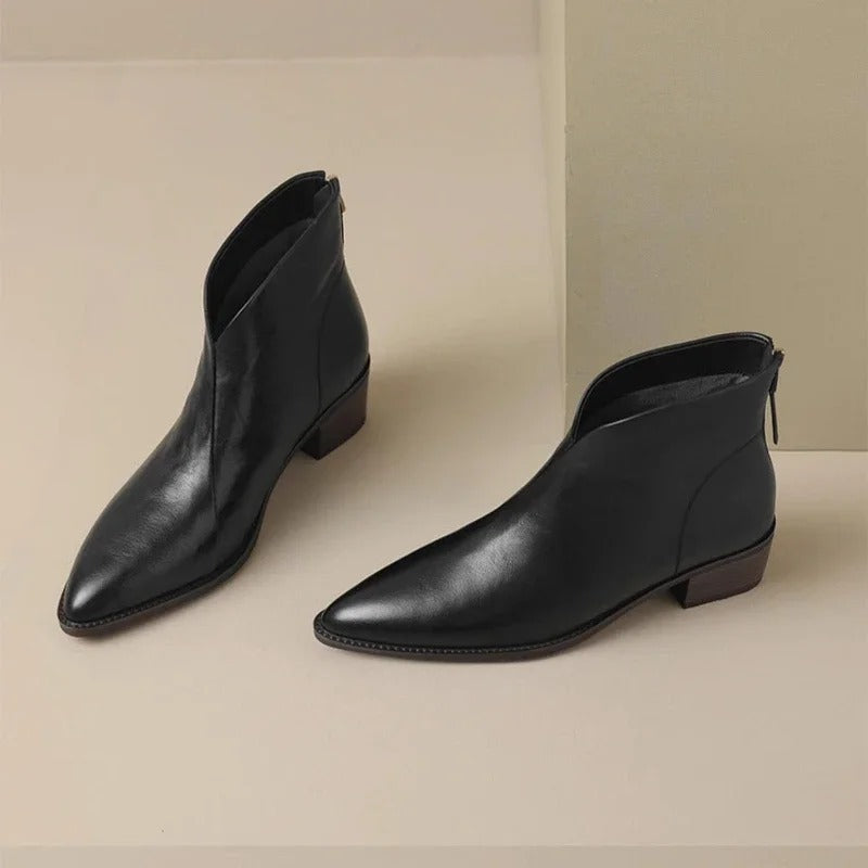 Stiefeletten mit spitzer Zehenform und Blockabsatz für Damen