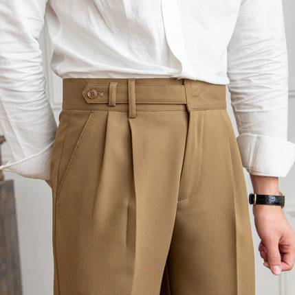 Stoffhose mit geradem Bein und breitem Bund für Herren