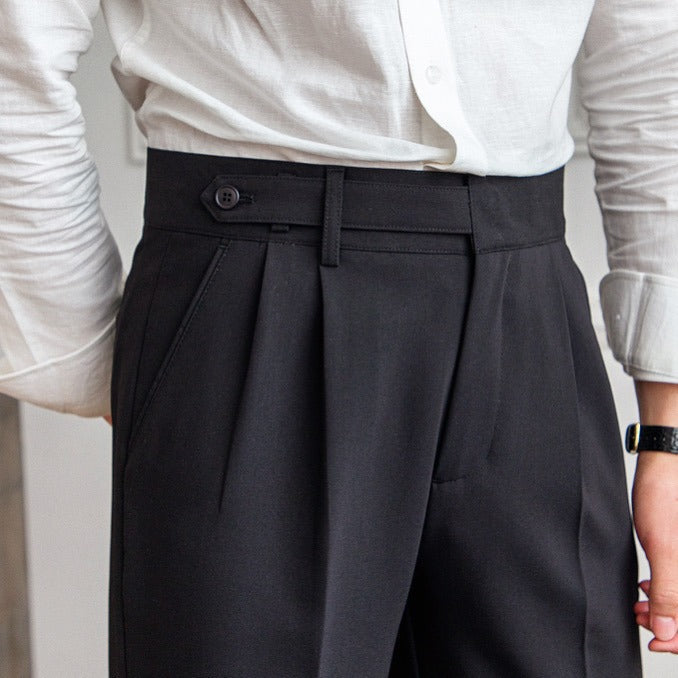 Stoffhose mit geradem Bein und breitem Bund für Herren