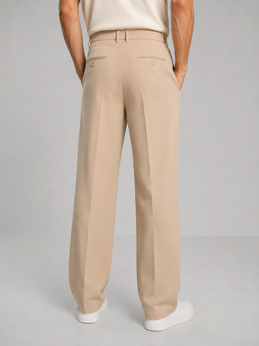 Stoffhose Herren mit Bundfalten, gerades Bein, lockere Passform