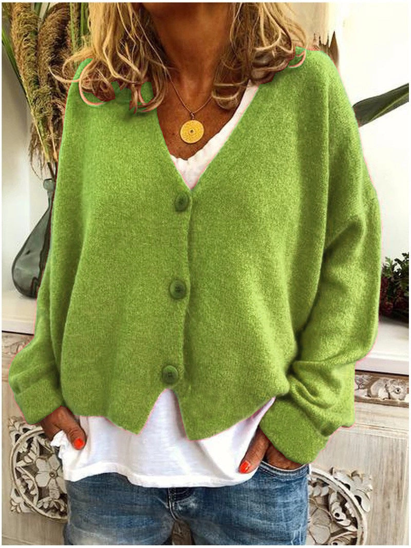 Strickjacke mit Grobstrick und V-Ausschnitt für Damen
