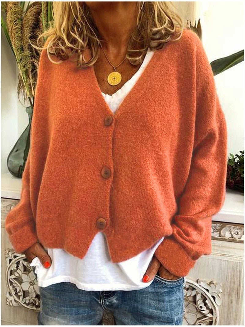 Strickjacke mit Grobstrick und V-Ausschnitt für Damen