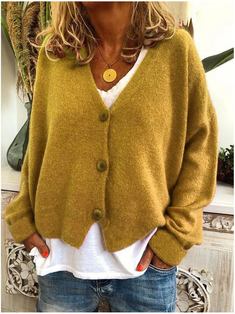 Strickjacke mit Grobstrick und V-Ausschnitt für Damen
