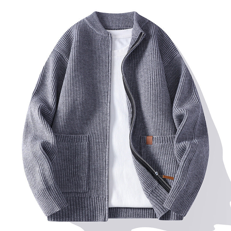 Strickjacke mit Rippstruktur und Reißverschluss für Herren