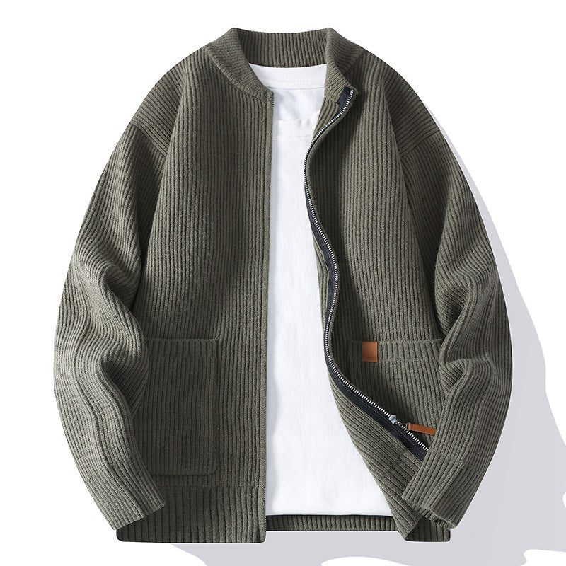 Strickjacke mit Rippstruktur und Reißverschluss für Herren